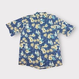 HOST PICK⭐️Vintage 1990s Pierre Cardin Rayon, Sail Boat Print, Hawaiian Shirt